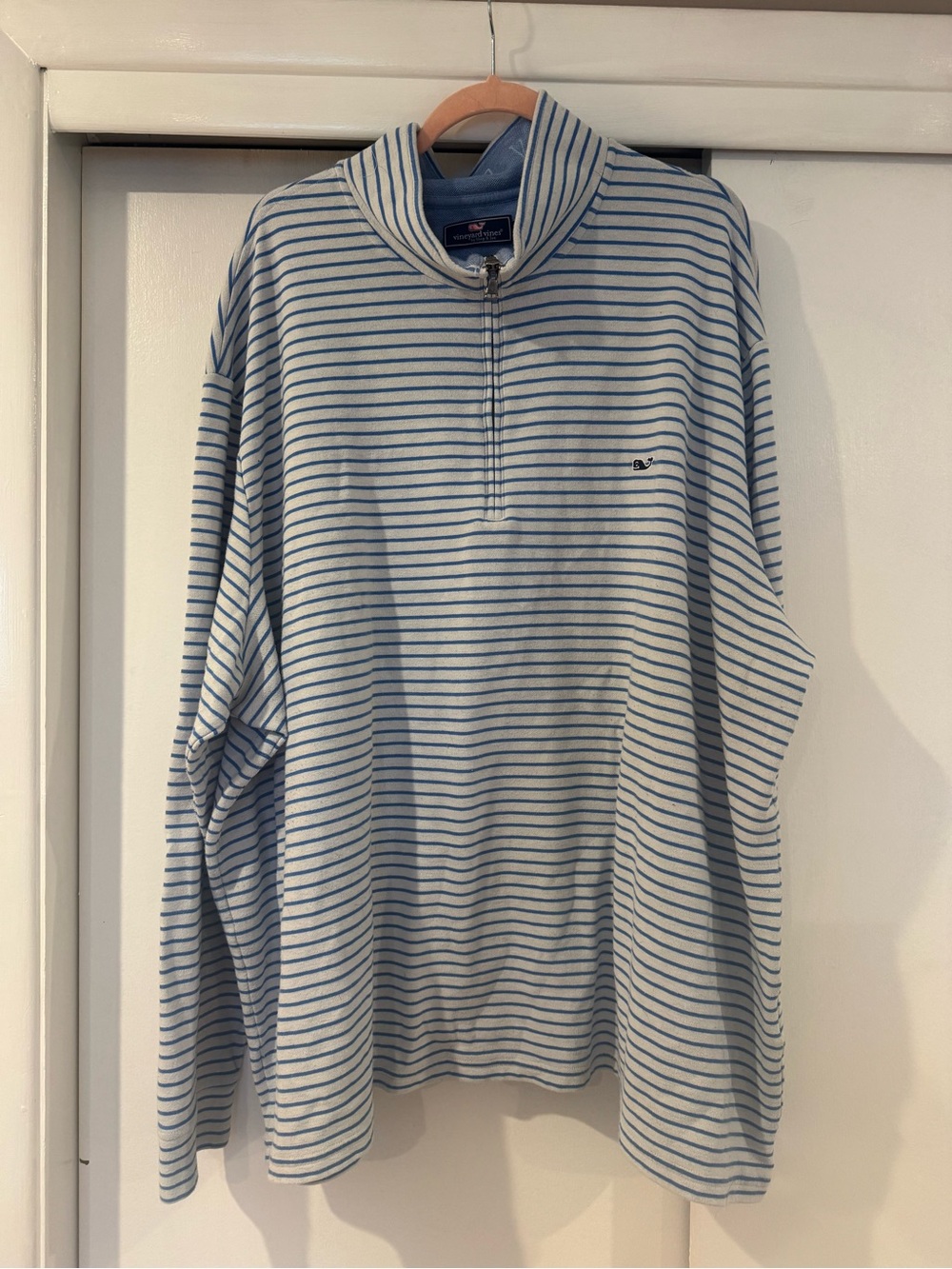 Vineyard Vines Light Blue & White Striped Half-Zip Pullover